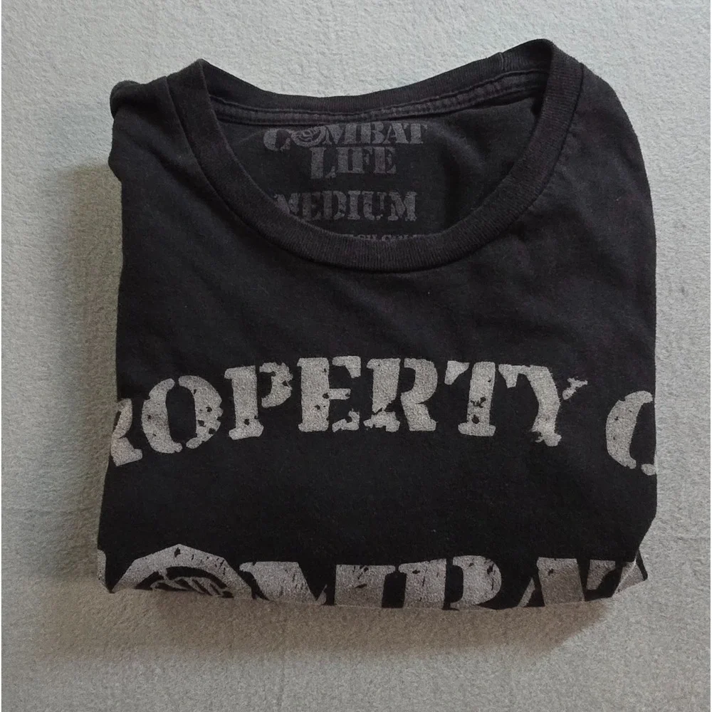 Property Of Combat Life Mens Black‎ Tshirt Medium Pre-Owned Good Condition